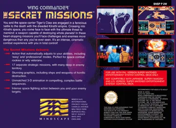 Wing Commander - The Secret Missions (Europe) (Beta) box cover back